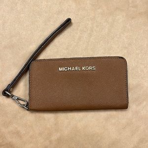 Brown Leather Michael Kors small wristlet/wallet